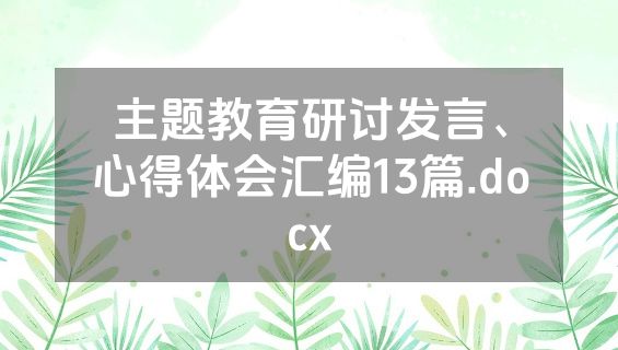 主题教育研讨发言、心得体会汇编13篇.docx