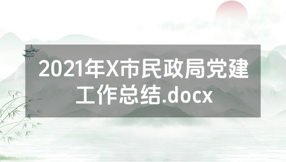 2021年X市民政局党建工作总结.docx