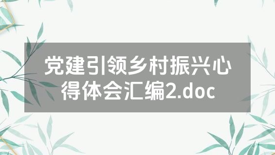 党建引领乡村振兴心得体会汇编2.doc