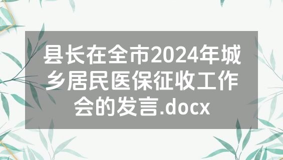 县长在全市2024年城乡居民医保征收工作会的发言.docx