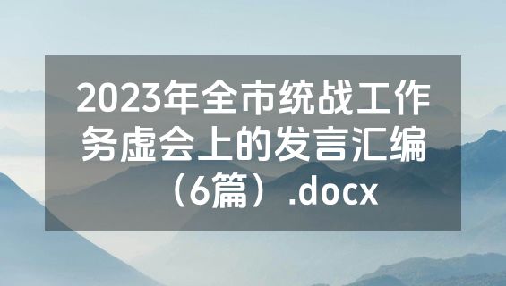 2023年全市统战工作务虚会上的发言汇编（6篇）.docx