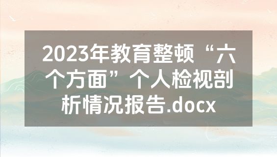 2023年教育整顿“六个方面”个人检视剖析情况报告.docx
