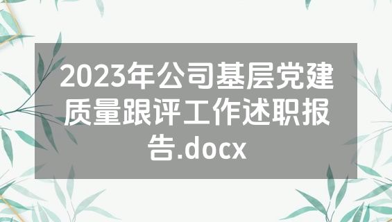 2023年公司基层党建质量跟评工作述职报告.docx