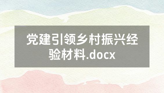 党建引领乡村振兴经验材料.docx