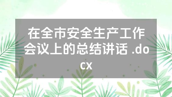 在全市安全生产工作会议上的总结讲话 .docx