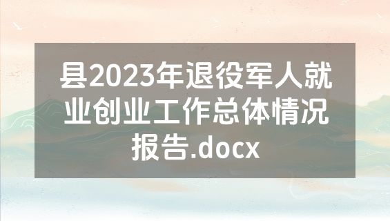 县2023年退役军人就业创业工作总体情况报告.docx