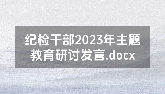 纪检干部2023年主题教育研讨发言.docx