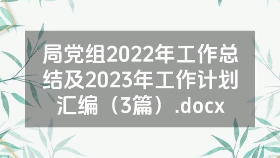 局党组2022年工作总结及2023年工作计划汇编（3篇）.docx