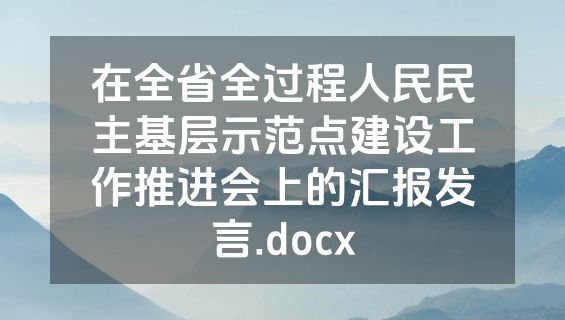 在全省全过程人民民主基层示范点建设工作推进会上的汇报发言.docx