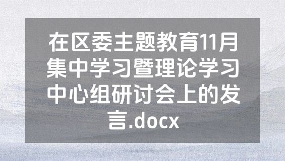 在区委主题教育11月集中学习暨理论学习中心组研讨会上的发言.docx
