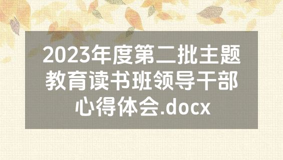 2023年度第二批主题教育读书班领导干部心得体会.docx
