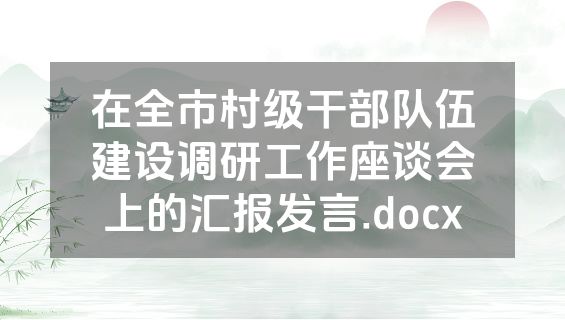 在全市村级干部队伍建设调研工作座谈会上的汇报发言.docx