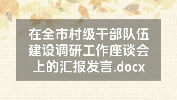 在全市村级干部队伍建设调研工作座谈会上的汇报发言.docx