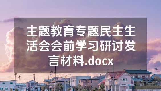 主题教育专题民主生活会会前学习研讨发言材料.docx