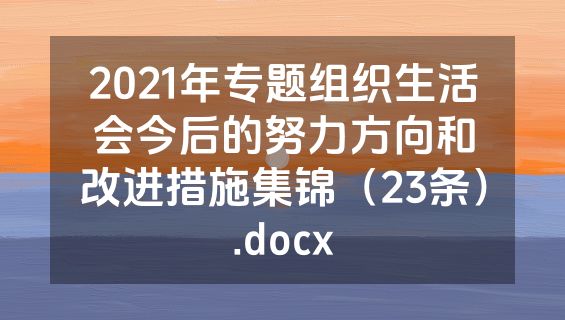 2021年专题组织生活会今后的努力方向和改进措施集锦（23条）.docx
