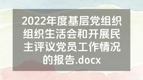 2022年度基层党组织组织生活会和开展民主评议党员工作情况的报告.docx