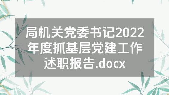 局机关党委书记2022年度抓基层党建工作述职报告.docx