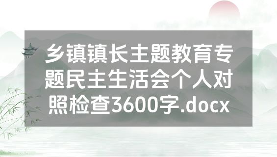 乡镇镇长主题教育专题民主生活会个人对照检查3600字.docx