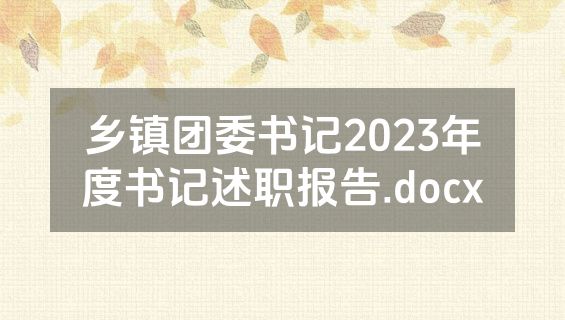 乡镇团委书记2023年度书记述职报告.docx