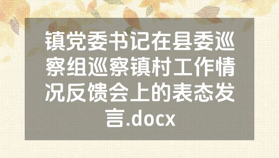 镇党委书记在县委巡察组巡察镇村工作情况反馈会上的表态发言.docx