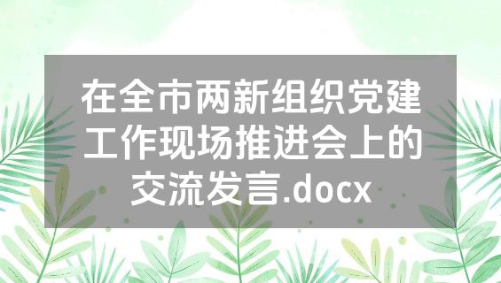 在全市两新组织党建工作现场推进会上的交流发言.docx