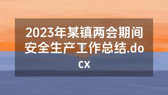 2023年某镇两会期间安全生产工作总结.docx