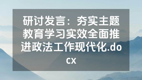 研讨发言：夯实主题教育学习实效全面推进政法工作现代化.docx