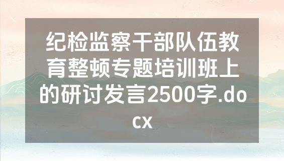 纪检监察干部队伍教育整顿专题培训班上的研讨发言2500字.docx