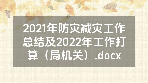 2021年防灾减灾工作总结及2022年工作打算（局机关）.docx
