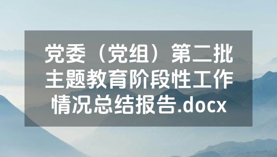党委（党组）第二批主题教育阶段性工作情况总结报告.docx