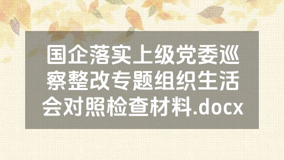 国企落实上级党委巡察整改专题组织生活会对照检查材料.docx