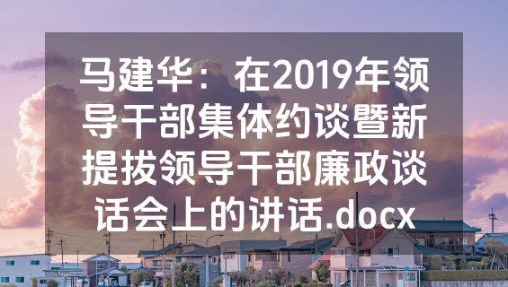 马建华：在2019年领导干部集体约谈暨新提拔领导干部廉政谈话会上的讲话.docx