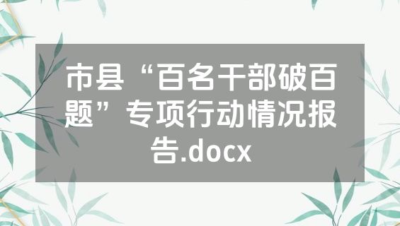 市县“百名干部破百题”专项行动情况报告.docx
