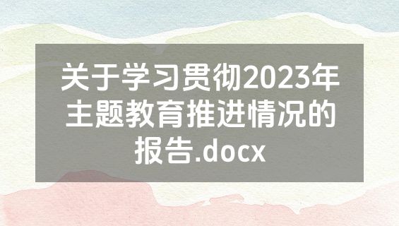 关于学习贯彻2023年主题教育推进情况的报告.docx
