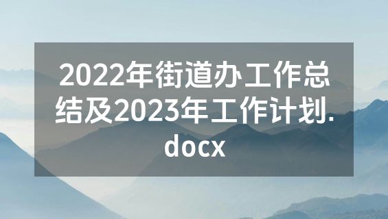 2022年街道办工作总结及2023年工作计划.docx