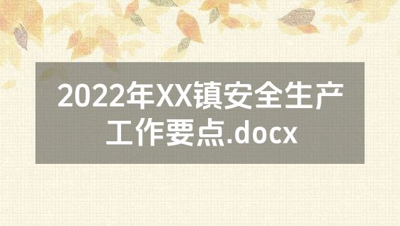 2022年XX镇安全生产工作要点.docx