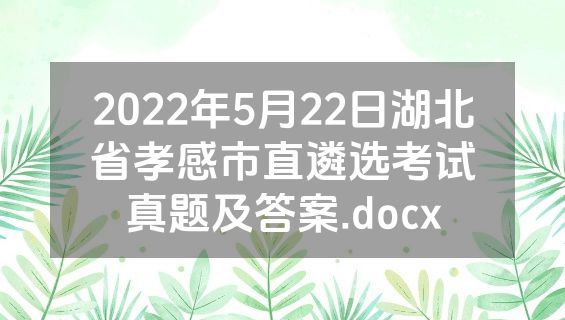 2022年5月22日湖北省孝感市直遴选考试真题及答案.docx