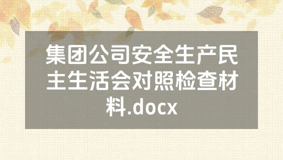 集团公司安全生产民主生活会对照检查材料.docx