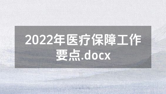 2022年医疗保障工作要点.docx