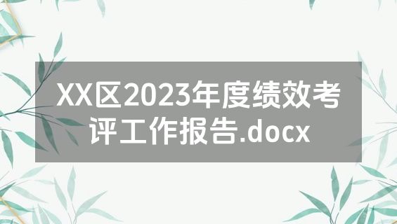 XX区2023年度绩效考评工作报告.docx