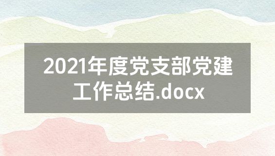 2021年度党支部党建工作总结.docx