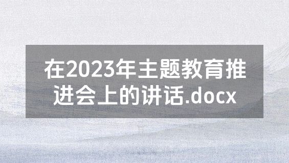 在2023年主题教育推进会上的讲话.docx