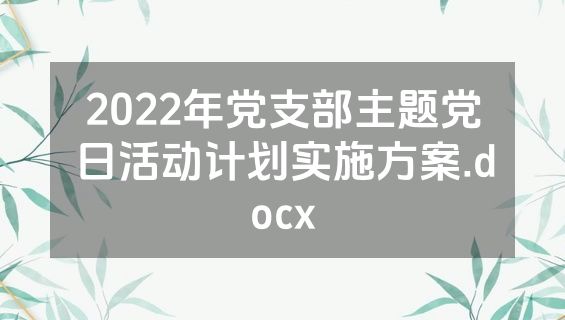 2022年党支部主题党日活动计划实施方案.docx