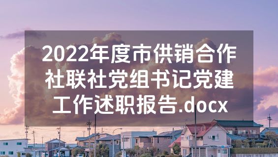 2022年度市供销合作社联社党组书记党建工作述职报告.docx