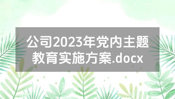 公司2023年党内主题教育实施方案.docx