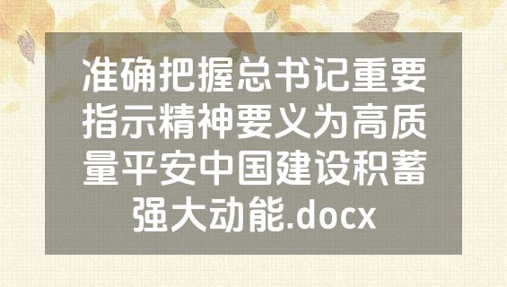 准确把握总书记重要指示精神要义为高质量平安中国建设积蓄强大动能.docx