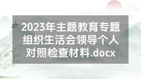 2023年主题教育专题组织生活会领导个人对照检查材料.docx