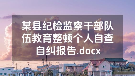 某县纪检监察干部队伍教育整顿个人自查自纠报告.docx