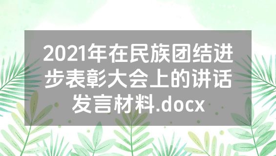 2021年在民族团结进步表彰大会上的讲话发言材料.docx