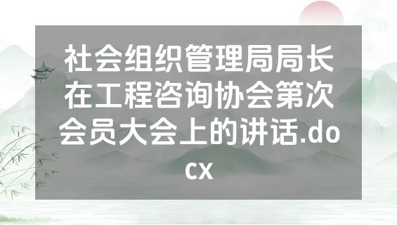 社会组织管理局局长在工程咨询协会第次会员大会上的讲话.docx